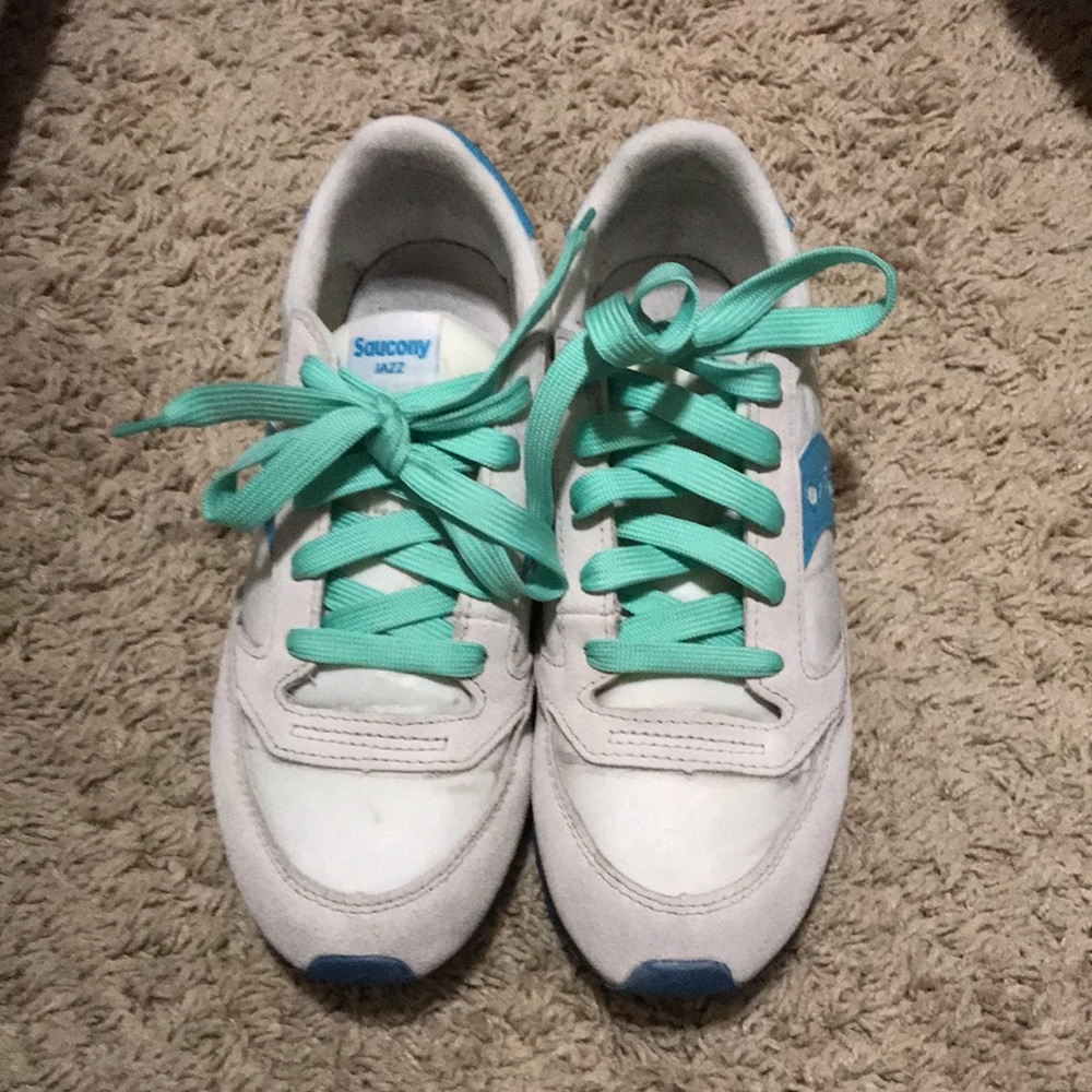 Saucony White and Teal Sneakers Kids